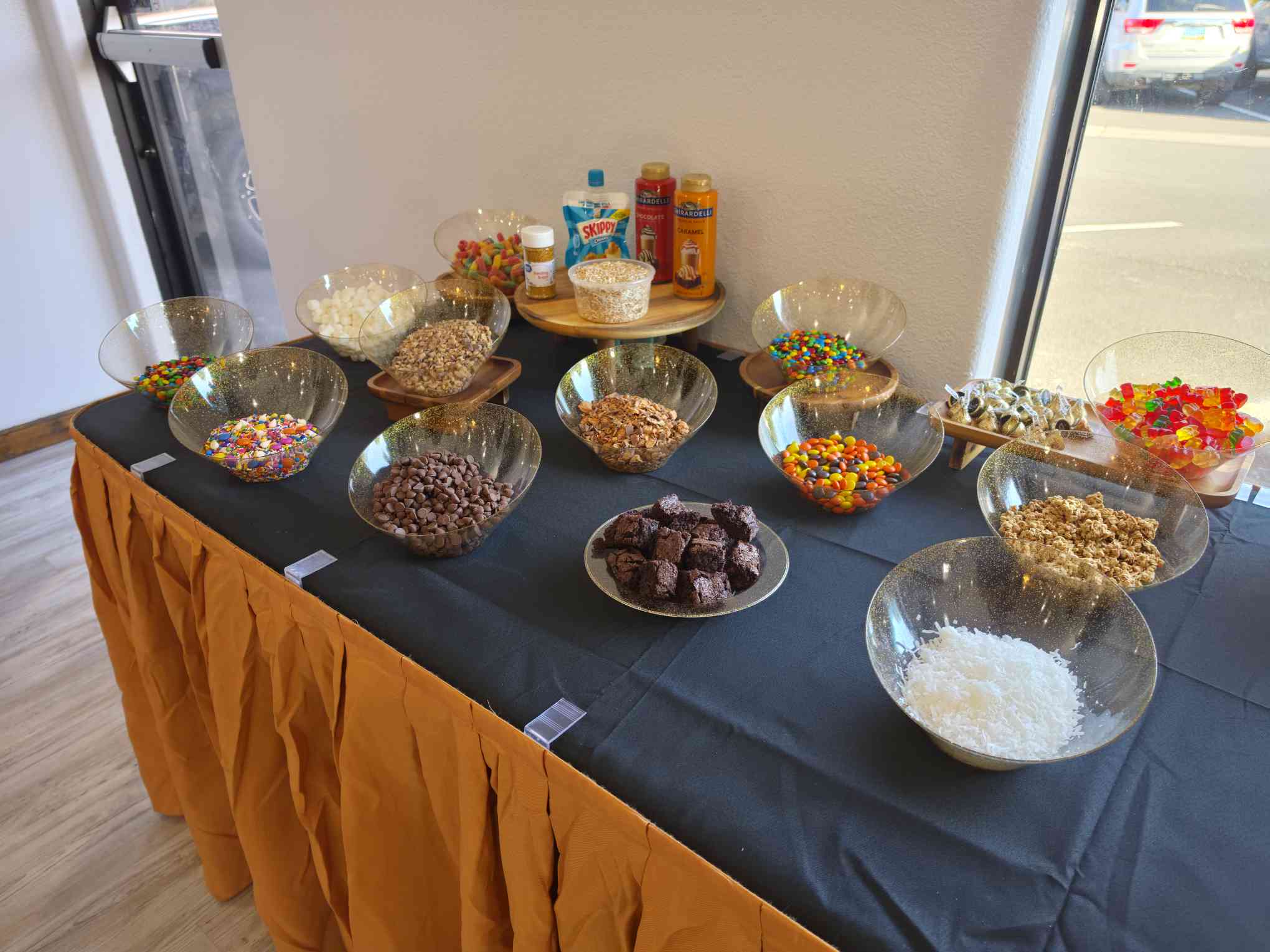 Dessert and candy table setup at Event Palace